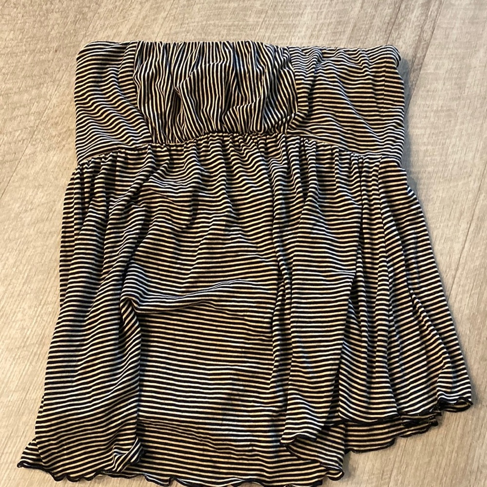 Strapless free people top, Black and Tan striped